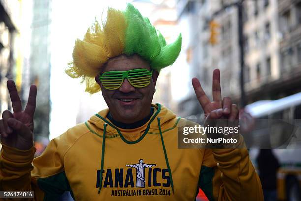 June: australian supporters in the match between Australia and the Netherlands in the group stage of the 2014 World Cup, for the group B match at the...