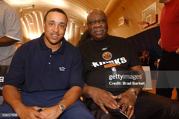Star John Starks and a basketball legend Cal Ramsey pose for photos at the 2005 Net Gain Basketball Tournament at Basketball City, Pier 63, April 11,...