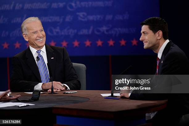 Vice President Joe Biden debates Republican vice presidential nominee Paul Ryan during the U.S. Vice presidential debate in Danville, Kentucky...