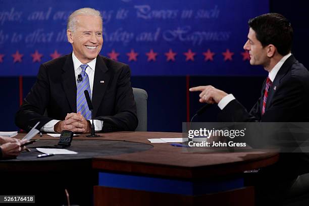 Vice President Joe Biden debates Republican vice presidential nominee Paul Ryan during the U.S. Vice presidential debate in Danville, Kentucky...