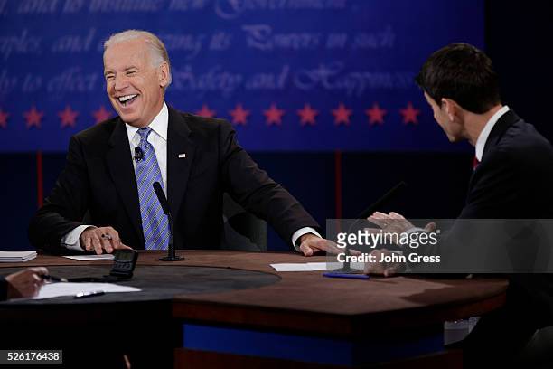 Vice President Joe Biden debates Republican vice presidential nominee Paul Ryan during the U.S. Vice presidential debate in Danville, Kentucky...