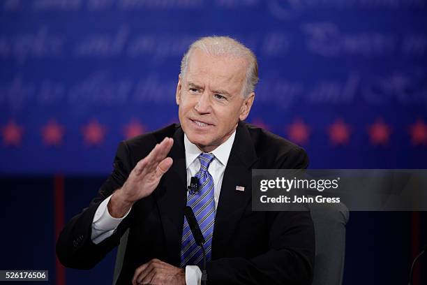 Vice President Joe Biden debates Republican vice presidential nominee Paul Ryan during the U.S. Vice presidential debate in Danville, Kentucky...