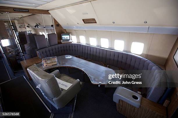 The interior of very first jet Air Force One, a Boeing 707, is seen at the The Museum of Flight in Seattle, Washington, September 6, 2012.