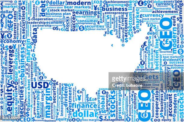 unite states map on business and finance word cloud - certificate border stock illustrations