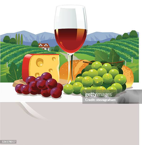 red wine and cheese - lunch break 幅插畫檔、美工圖案、卡通及圖標