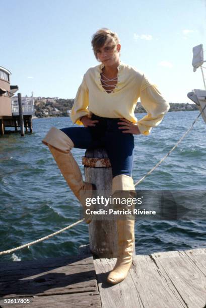 American actor Christopher Atkins poses during his promotional tour for the movie "The Pirate Story" 1983 in Sydney, Australia.