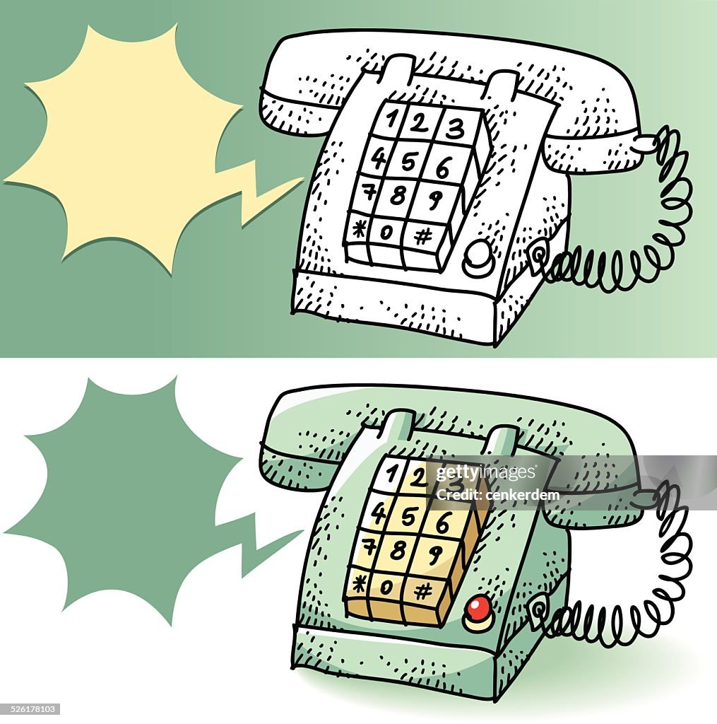Hand drawn classic phone