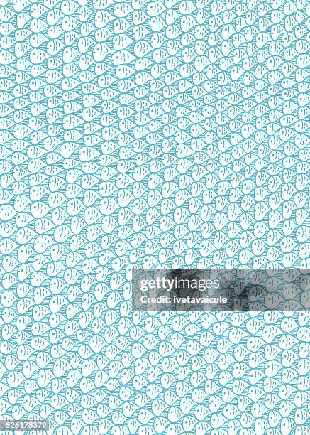 hand drawn fisch-muster hintergrund - animal scale stock-grafiken, -clipart, -cartoons und -symbole