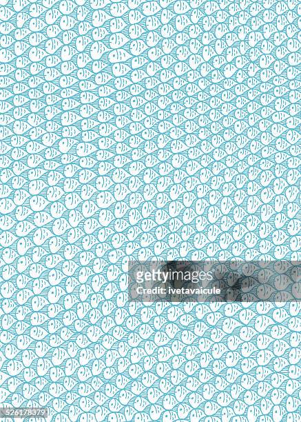 hand drawn fish pattern background - fish scales stock illustrations