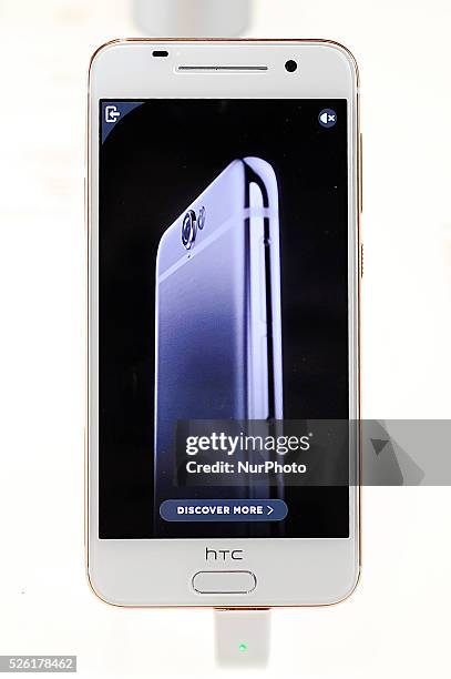 The new HTC One A9, exhibited during the 3rd day of Mobile World Congress in Barcelona, 23rd of February, 2016.