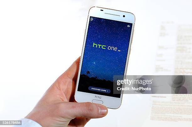 The new HTC One A9, exhibited during the 3rd day of Mobile World Congress in Barcelona, 23rd of February, 2016.