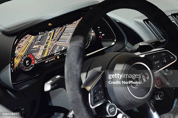 The new Audi R8 GPS sistem, showed during the first day of Mobile World Congress 2016 in Barcelona, 22nd of February, 2016.