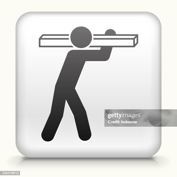 square button with construction worker royalty free vector art - construction worker white background stock illustrations