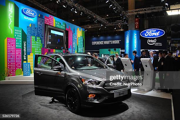 The Ford stand during the last day of Mobile World Congress in Barcelona, 24th of February, 2016.