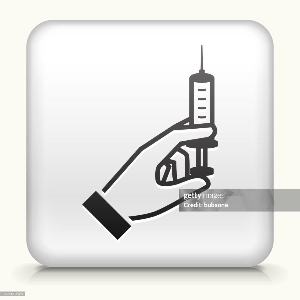 Square Button with Syringe royalty free vector art