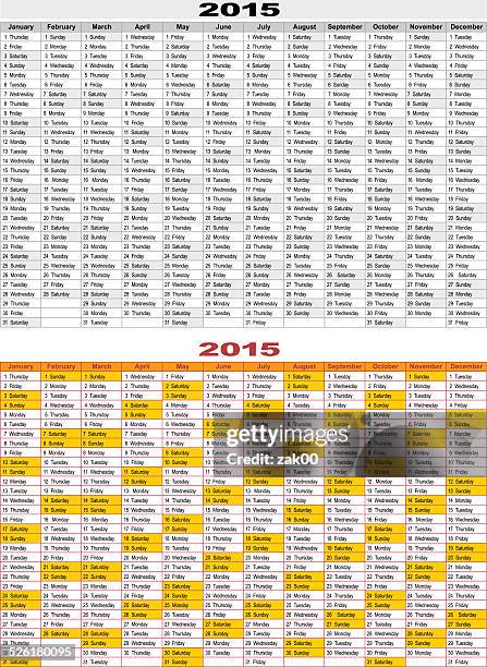 calendar 2015 - thursday calendar stock illustrations