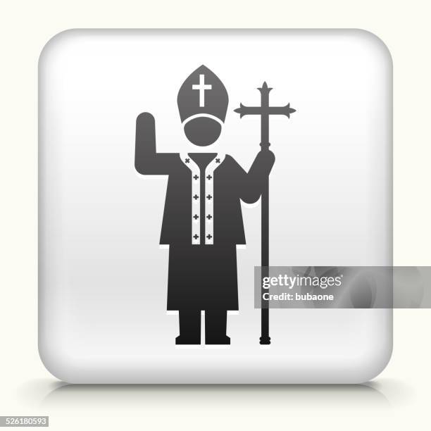 square button with pope royalty free vector art - pope stock illustrations