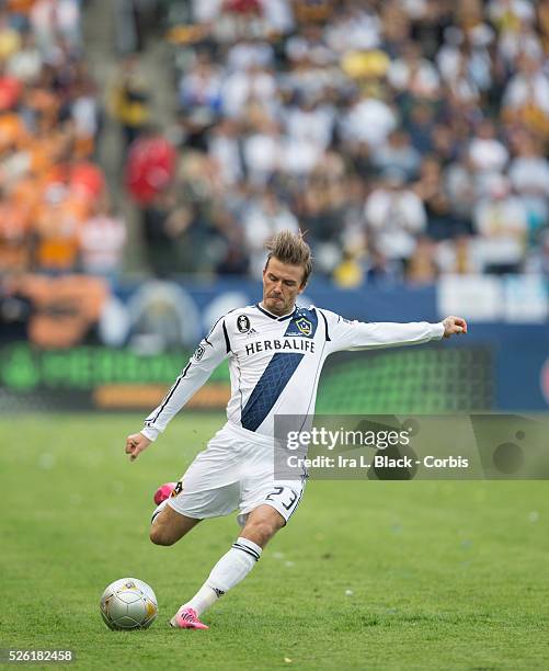 Galaxy player David Beckham during the 2012 MLS Cup Championship Match between LA Galaxy and Houston Dynamo. LA Galaxy won the match with a score of...