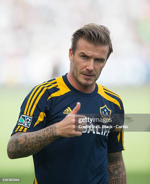 Galaxy player David Beckham during the 2012 MLS Cup Championship Match between LA Galaxy and Houston Dynamo. LA Galaxy won the match with a score of...