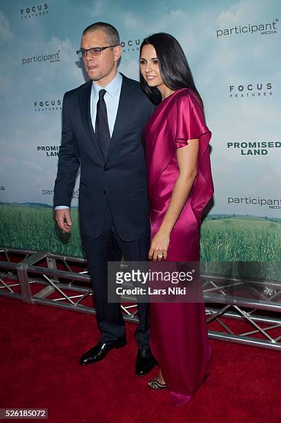 Matt Damon and Luciana Damon attend the Promised Land premiere at the AMC Lowes Lincoln Square 13 in New York City. �� LAN