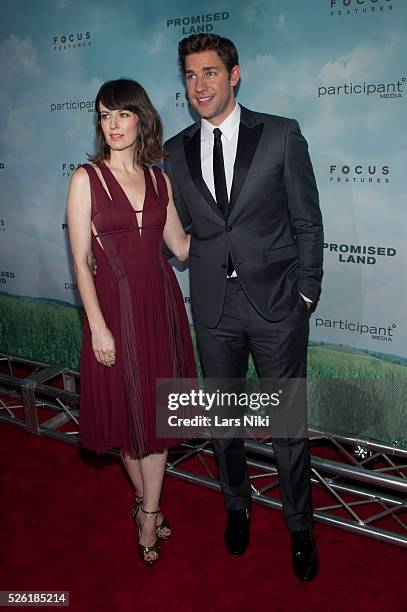 Rosemarie DeWitt and John Krasinski attend the Promised Land premiere at the AMC Lowes Lincoln Square 13 in New York City. �� LAN
