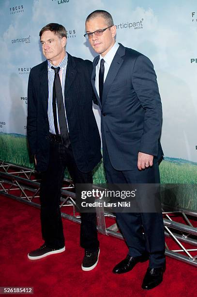 Gus Van Sant and Matt Damon attend the Promised Land premiere at the AMC Lowes Lincoln Square 13 in New York City. �� LAN