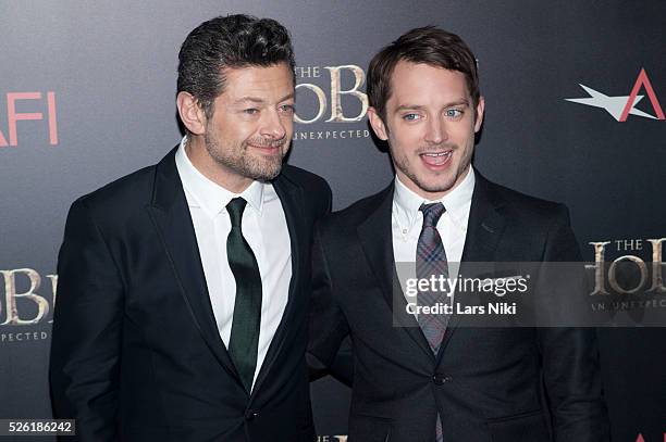 Andy Serkis and Elijah Wood attend The Hobbit: An Unexpected Journey premiere at the Ziegfeld Theater in New York City. �� LAN