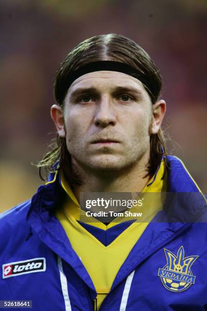 Portrait of Andriy Voronin of Ukraine prior to the World Cup qualifying match between Ukraine and Denmark held at the Olympic Stadium in Kiev,...