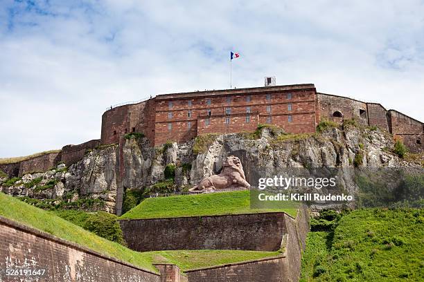 belfort citadel and lion of belfort - belfort foto e immagini stock