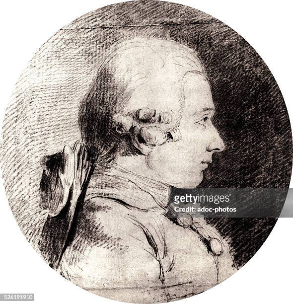 Donatien Alphonse Fran��ois, marquis de Sade , French writer and philosopher born in Paris . Drawing by Charles-Am��d��e-Philippe van Loo in 1760. It...