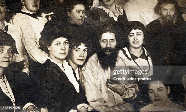 Russian mystic Grigori Rasputin among his followers, Russia, circa 1907.