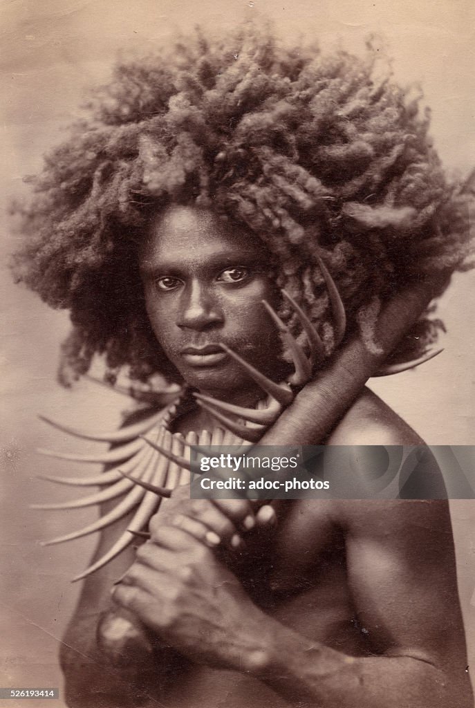 Fijean Fijian man . Ca. 1880. News Photo - Getty Images