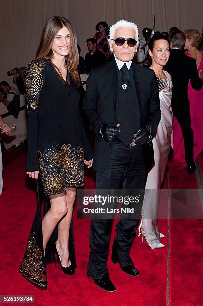 Karl Lagerfeld attends "American Woman: Fashioning A National Identity" Costume Institute Gala at The Metropolitan Museum of Art in New York City.