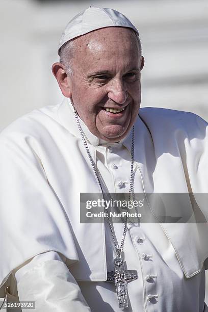 Pope Francis attends an audience with the Italian National Social Security Institute's workers in St. Peter's Square at the Vatican. Pope Francis on...