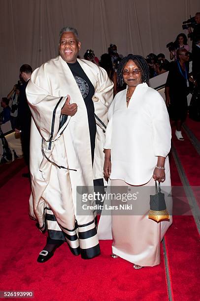 Andre Leon Talley and Whoopi Goldberg attend "American Woman: Fashioning A National Identity" Costume Institute Gala at The Metropolitan Museum of...