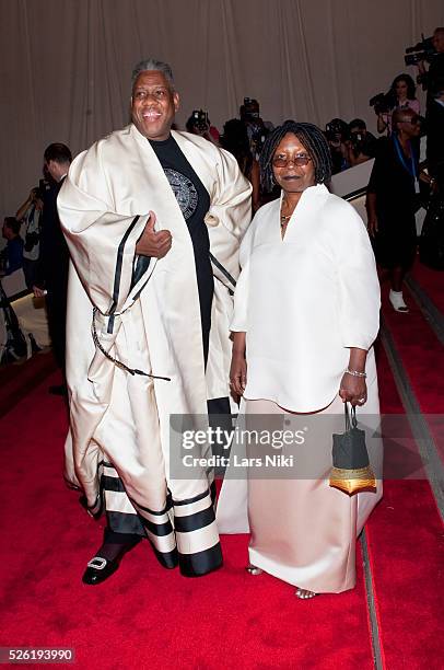 Andre Leon Talley and Whoopi Goldberg attend "American Woman: Fashioning A National Identity" Costume Institute Gala at The Metropolitan Museum of...