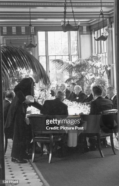 Representatives of all the Allied governments attend a lunch party at the Soviet Embassy in London given by Soviet Ambassador Ivan Maisky , 29th...