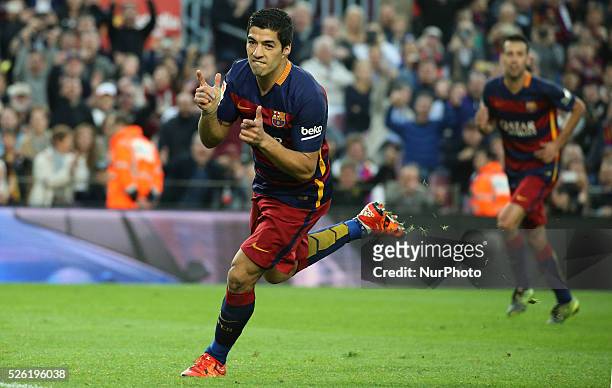 November 08- SPAIN: Luis Suarez celebration during the match between FC Barcelona and Villarreal CF, corresponding to the week 11 of the spanish...