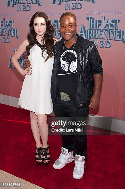 Elizabeth Gillies and Leon Thomas attend "The Last Airbender" New York premiere at Alice Tully Hall in New York City.