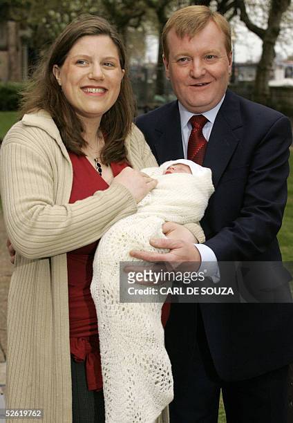 United Kingdom: Liberal Democrats leader Charles Kennedy and his wife sarah Kennedy show off their new born son Donald James Kennedy as they leave St...