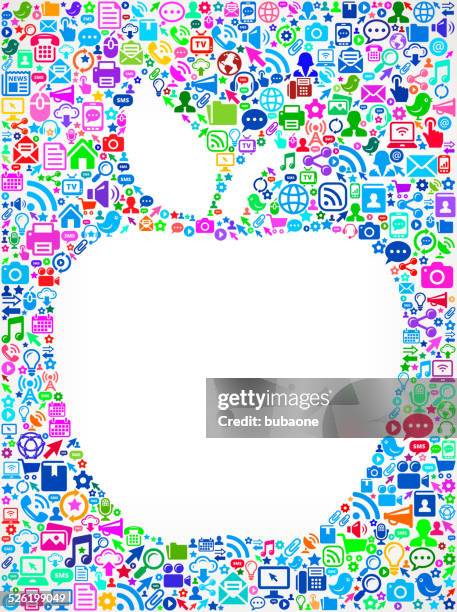 apple on modern technology & communication background pattern - talking to camera background stock illustrations