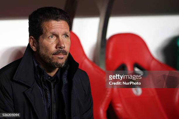 Atletico Madrid's head coach Diego Simeone before the UEFA Champions League Group C football match between SL Benfica and Atletico de Madrid at the...