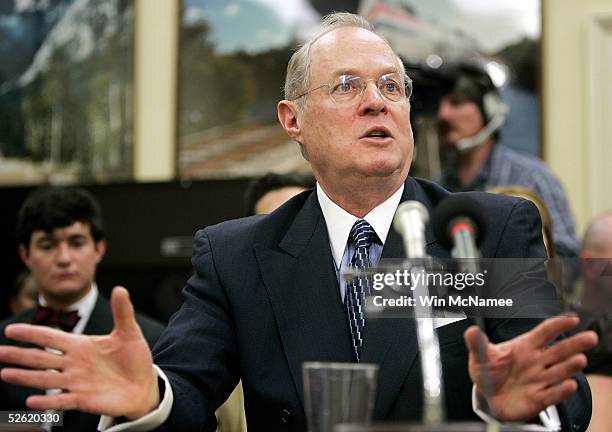 Supreme Court Justice Anthony Kennedy speaks during an appearance before a subcommittee of the House Appropriations Committee April 12, 2005 on...