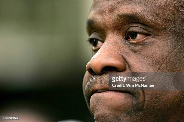 Supreme Court Justice Clarence Thomas appears before a subcommittee of the House Appropriations Committee April 12, 2005 on Capitol Hill in...