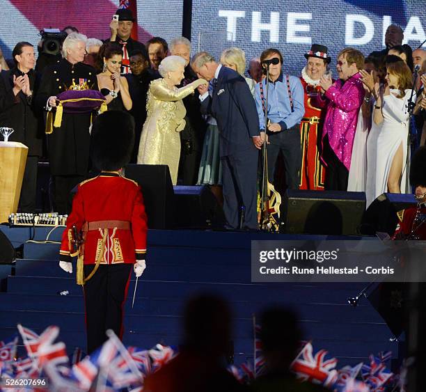 The celebration of Queen Elizabeth II' s Diamond Jubilee with Cheryl Cole, Tom Jones, Prince Charles, The Duchess Of Cornwall, Paul McCartney, Elton...