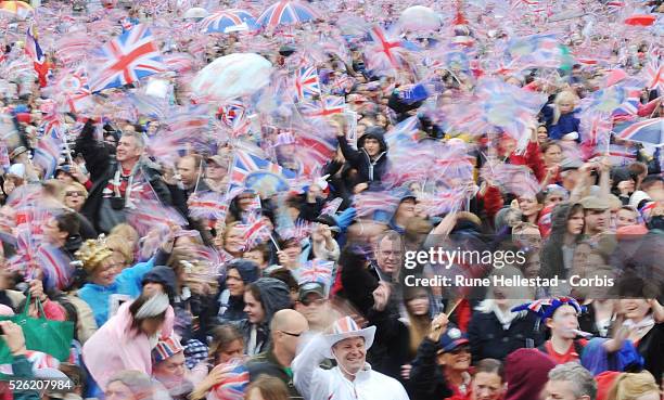 Crowd at the Royal procession down The Mall during Queen Elizabeth II's Diamond Jubilee Celebrations.