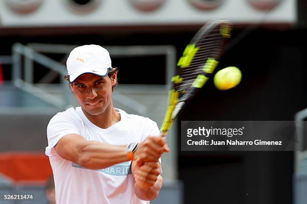 Rafa Nadal attends Charity day tournament during Mutua Madrid Open at Caja magica on April 29, 2016 in Madrid, Spain.