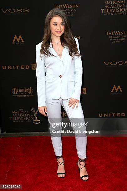 Actress Addison Holley attends the 43rd Annual Daytime Creative Arts Emmy Awards at Westin Bonaventure Hotel on April 29, 2016 in Los Angeles,...