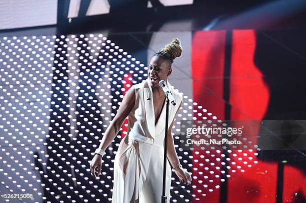 Cecile during the 66th Sanremo Music Festival on February 10, 2016.