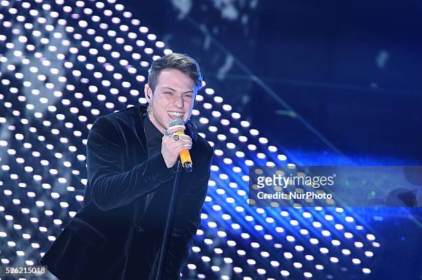 Irama during the 66th Sanremo Music Festival on February 10, 2016.